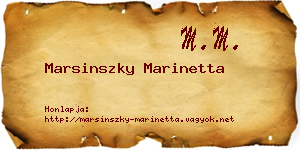 Marsinszky Marinetta névjegykártya